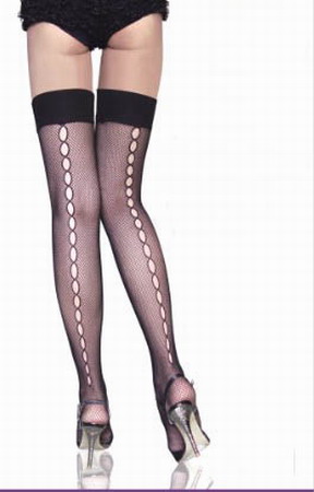 Lycra Crochet Fishnet Thigh Highs With Keyhole Backseam